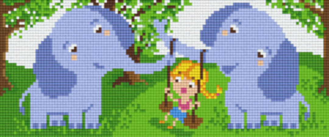 Swinging Elephant Girl Three [3] Baseplate PixelHobby Mini-mosaic Art Kit image 0